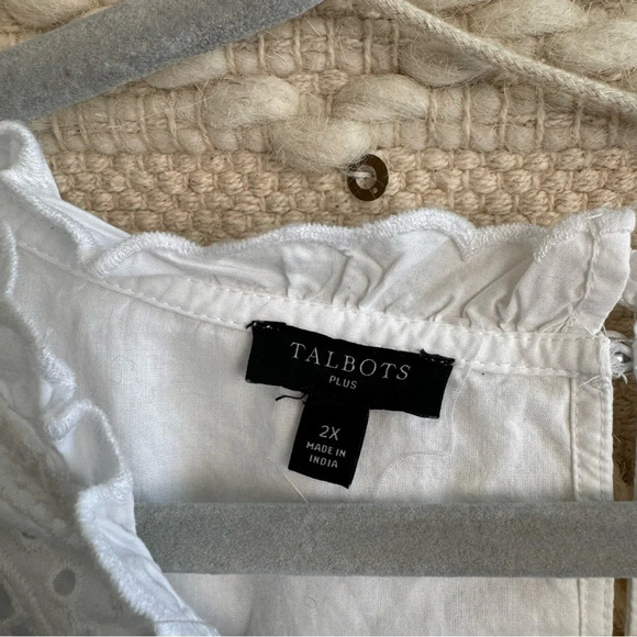 Talbots White Eyelet Tunic Blouse Top 2X - Picture 3 of 8